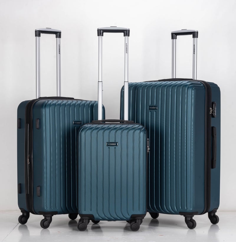 ستارجولد مجموعة حقائب سفر بعجلات صلبة ABS مكونة من 3 قطع بعجلات دوارة مع قفل رقمي أزرق نيلي - Image 1